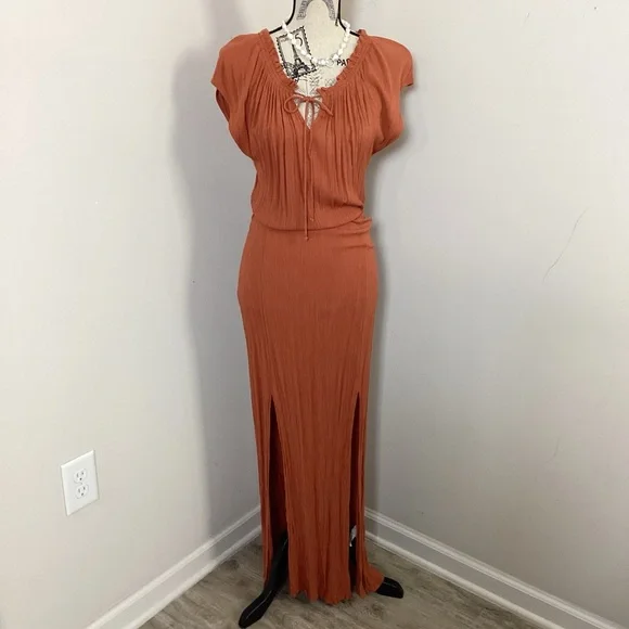 Style by Nanie | Dresses | Womens Burnt Orange Maxi Crepe Fabric Extented Sleeves Dress 2slits Peasant Top | Poshmark Style by Nanie | Dresses | Womens Burnt Orange Maxi Crepe Fabric Extented Sleeves Dress 2slits Peasant Top | Poshmark